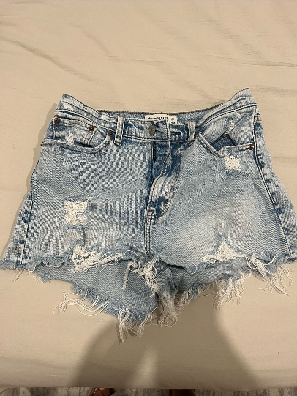 Abercrombie & Fitch Light Blue Distressed Denim Cutoff Shorts